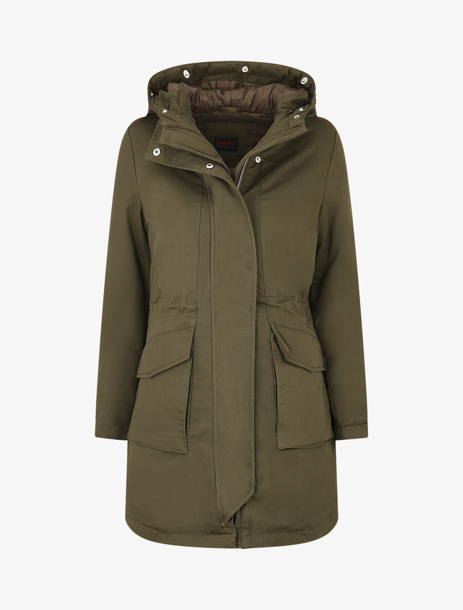 Parka à capuche fourrure synthétique amovible - Kaki/camel - 4