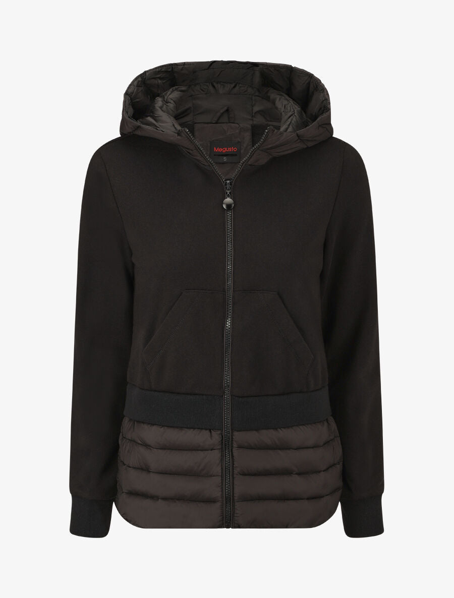 Sweat à capuche bi-matière - Noir - 1