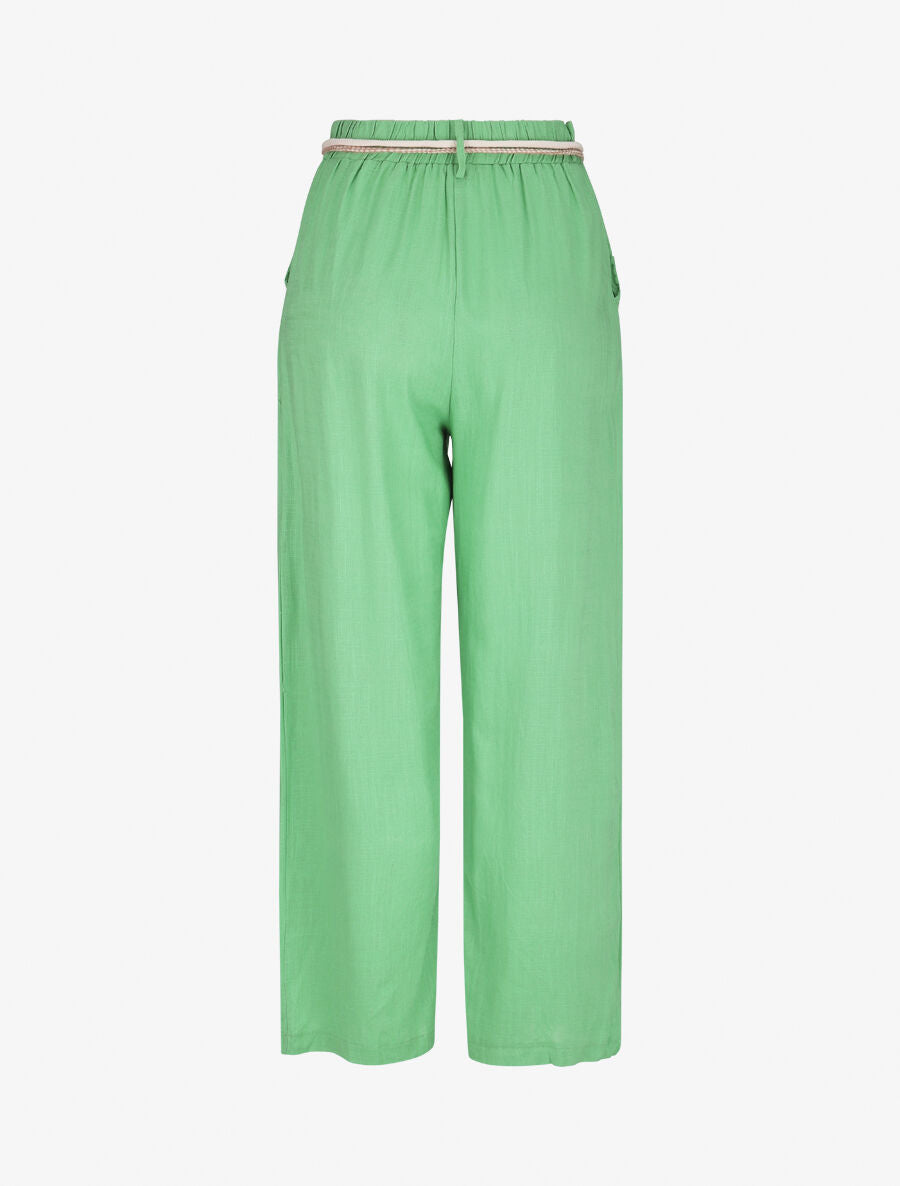Pantalon droit taille haute élastiquée - Vert - 2