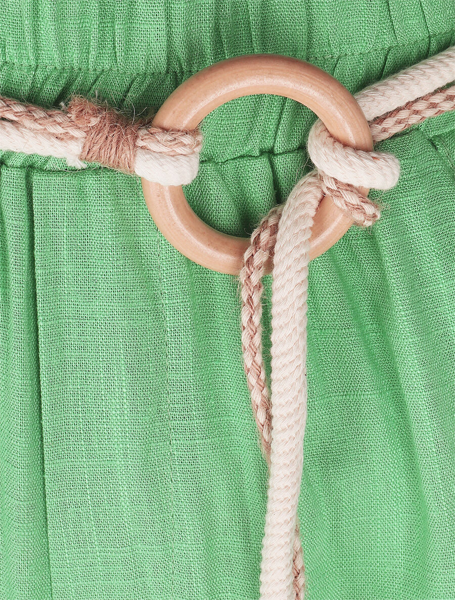 Pantalon droit taille haute élastiquée - Vert - 3