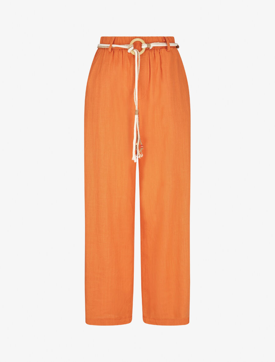 Pantalon droit taille haute élastiquée - Orange - 4