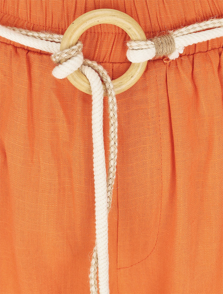 Pantalon droit taille haute élastiquée - Orange - 3