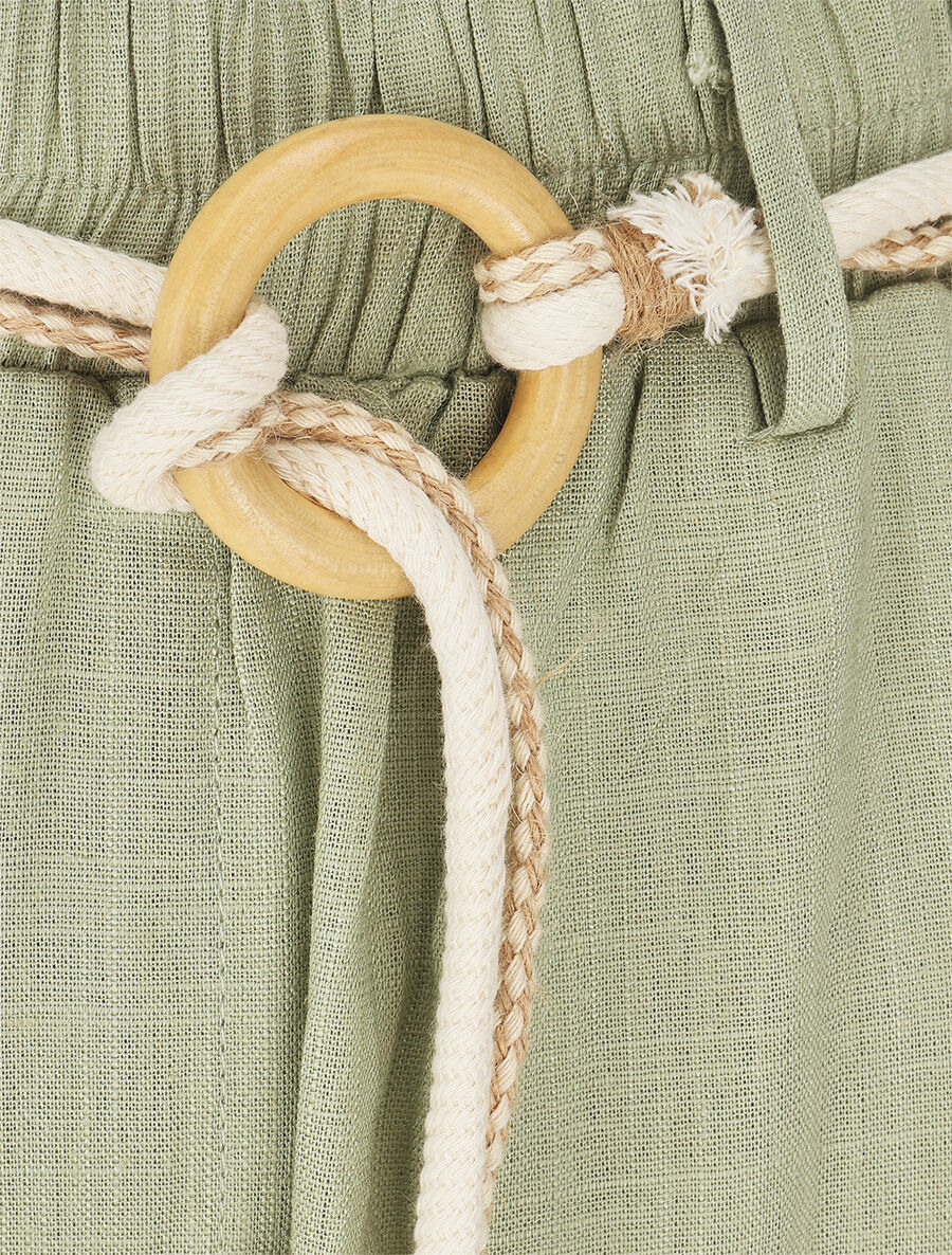 Pantalon droit taille haute élastiquée - Vert d&
