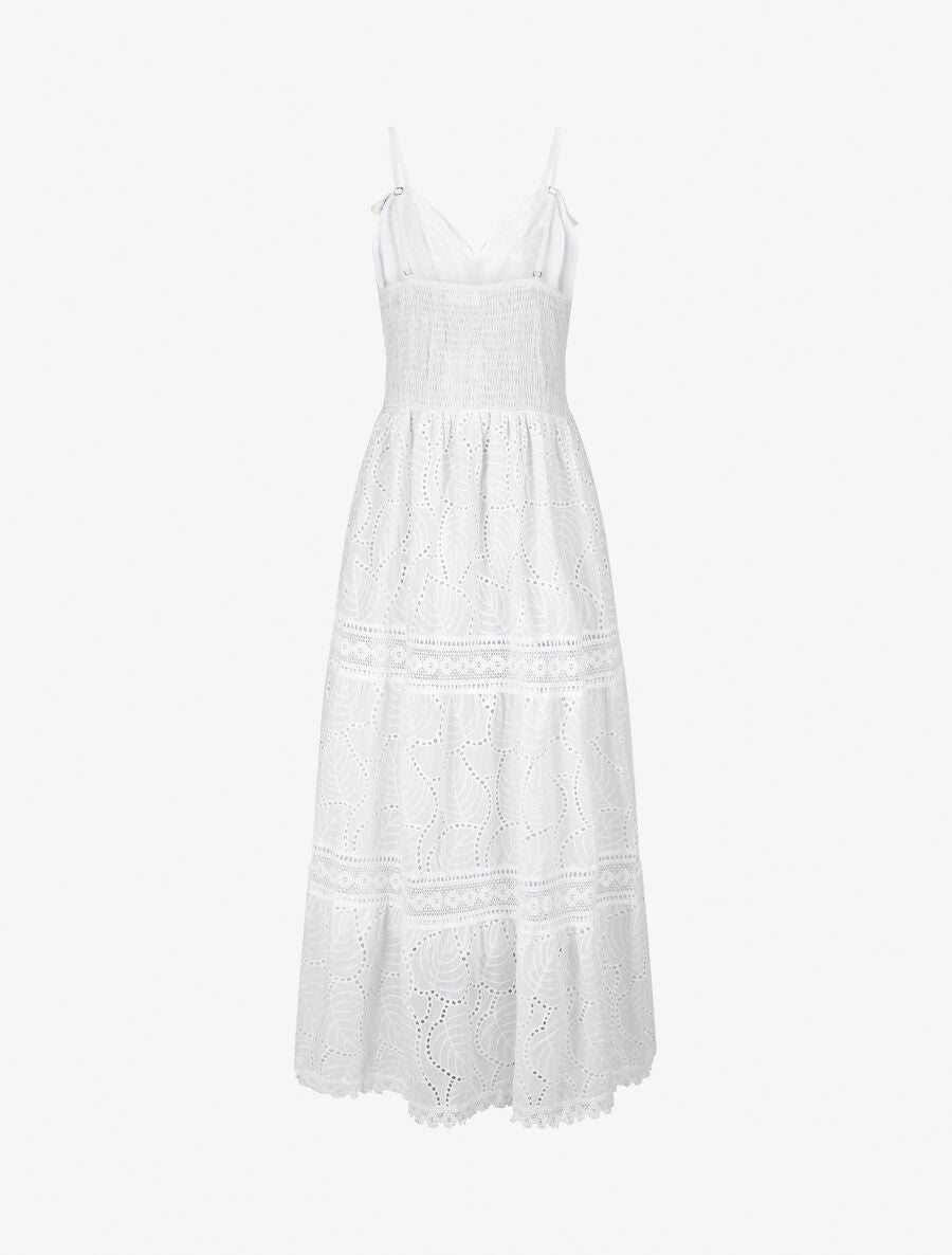 Robe longue à broderies et coquillages - Blanc - 2