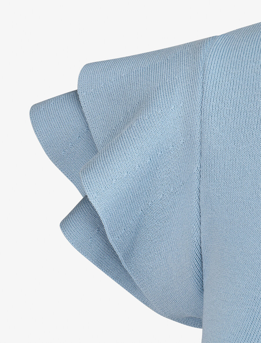 Top ajusté en maille mancherons volantés - Bleu ciel - 3