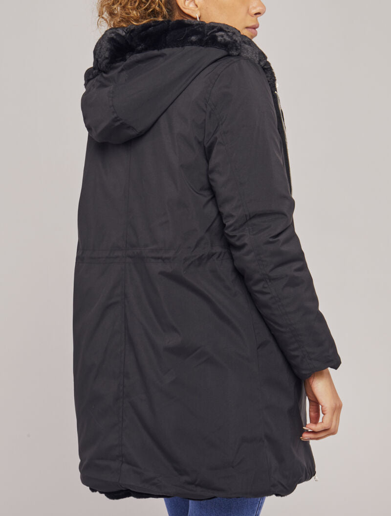Manteau réversible à capuche - Noir - 5