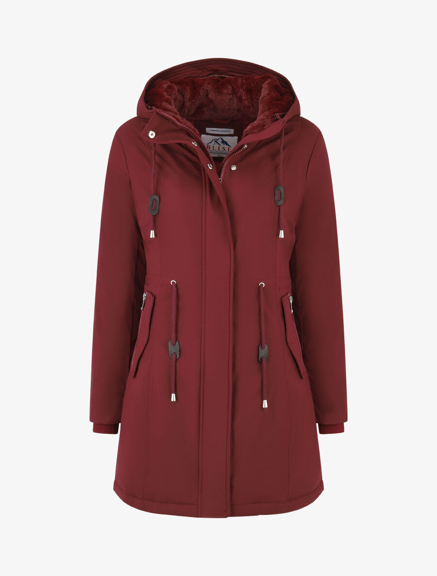Parka uni à fourrure synthétique amovible - Prune - 4