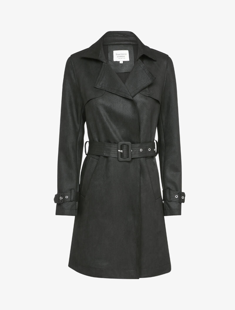 Trench mi-long ceinturé - Noir - 3