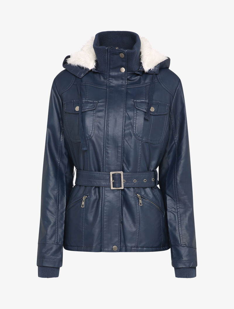 Parka fourrée en simili - Marine - 1