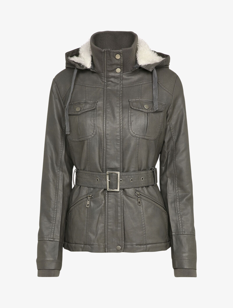 Parka fourrée en simili - Gris - 4