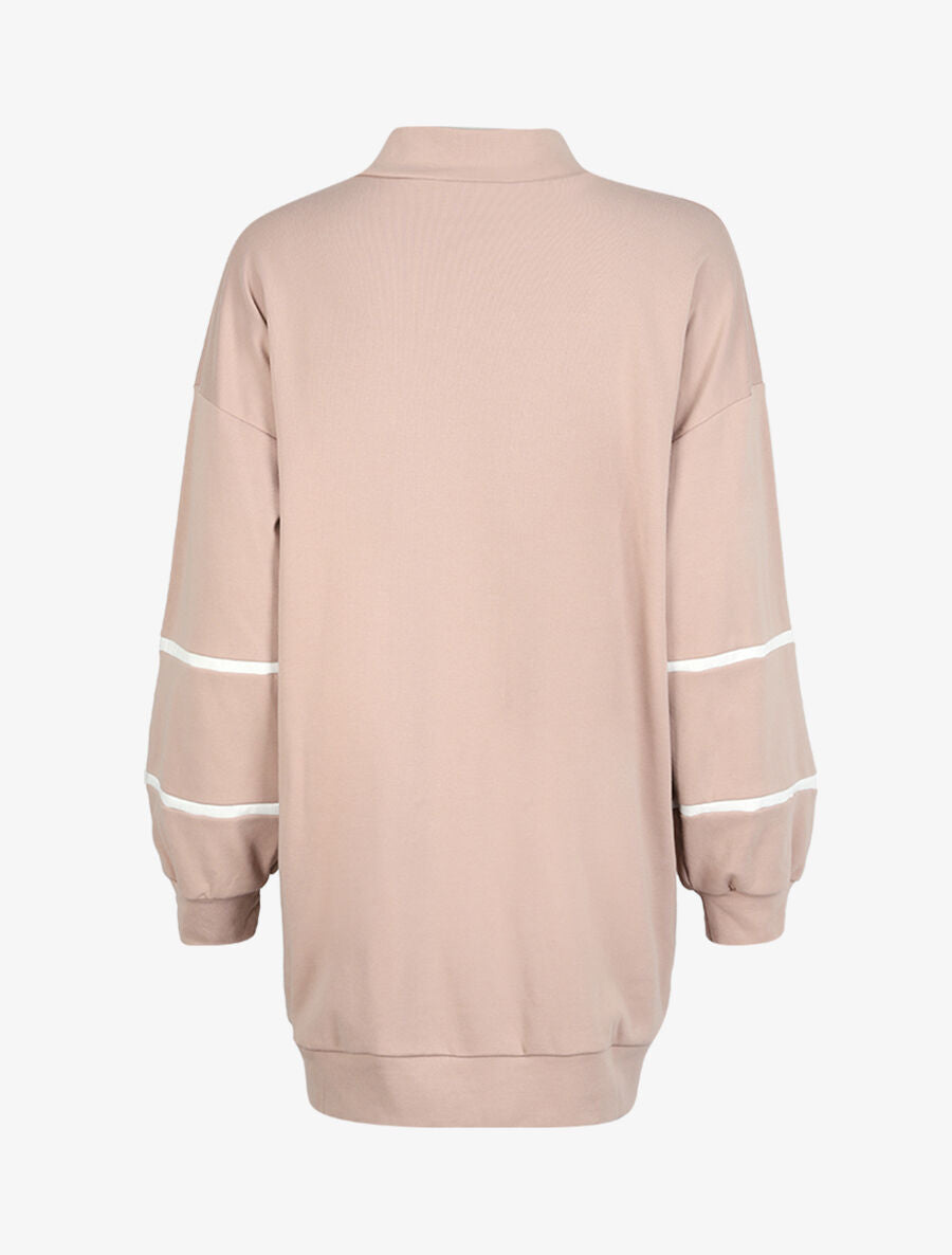 Robe sweat oversize à col zippé - Taupe - 2