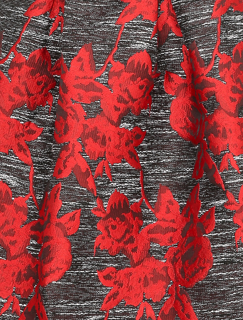 Robe patineuse à motifs roses brodées - Rouge - 3