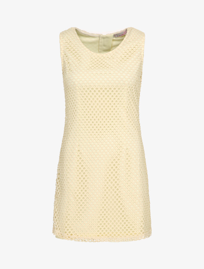 Robe droite effet résille - Beige - 1
