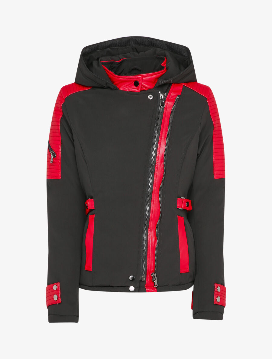 Doudoune à double zips et à empiècements - Noir/rouge - 5