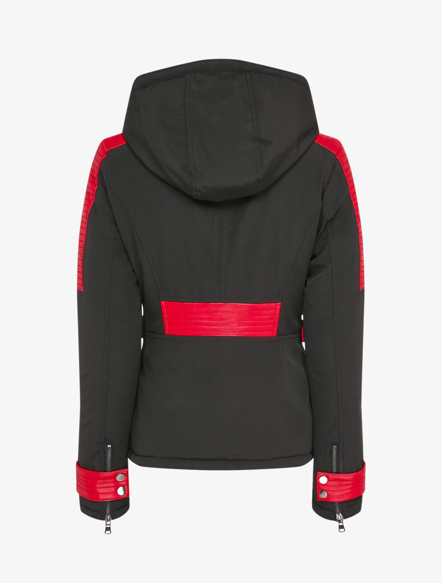 Doudoune à double zips et à empiècements - Noir/rouge - 6