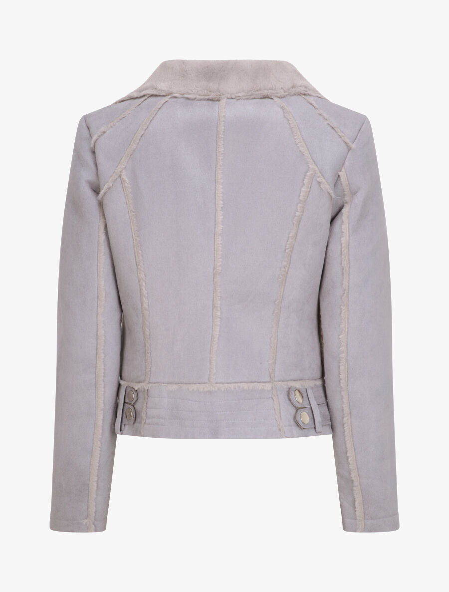 Veste fourrée à sangles - Gris - 2