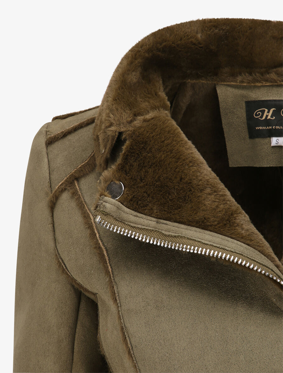 Veste fourrée à sangles - Kaki - 3