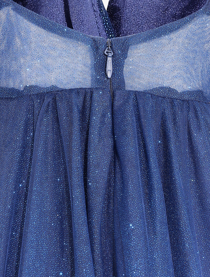 Robe de soirée évasée à paillettes - Marine - 3