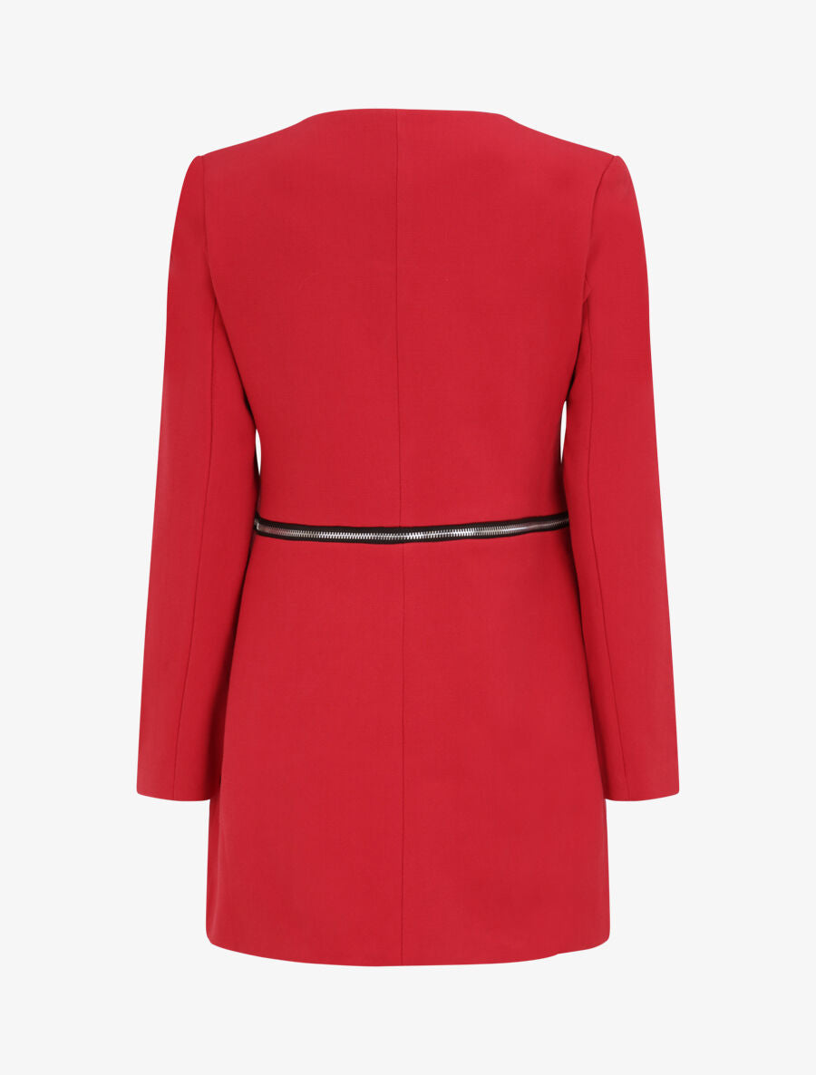 Manteau droit à poches décoratives - Rouge - 2