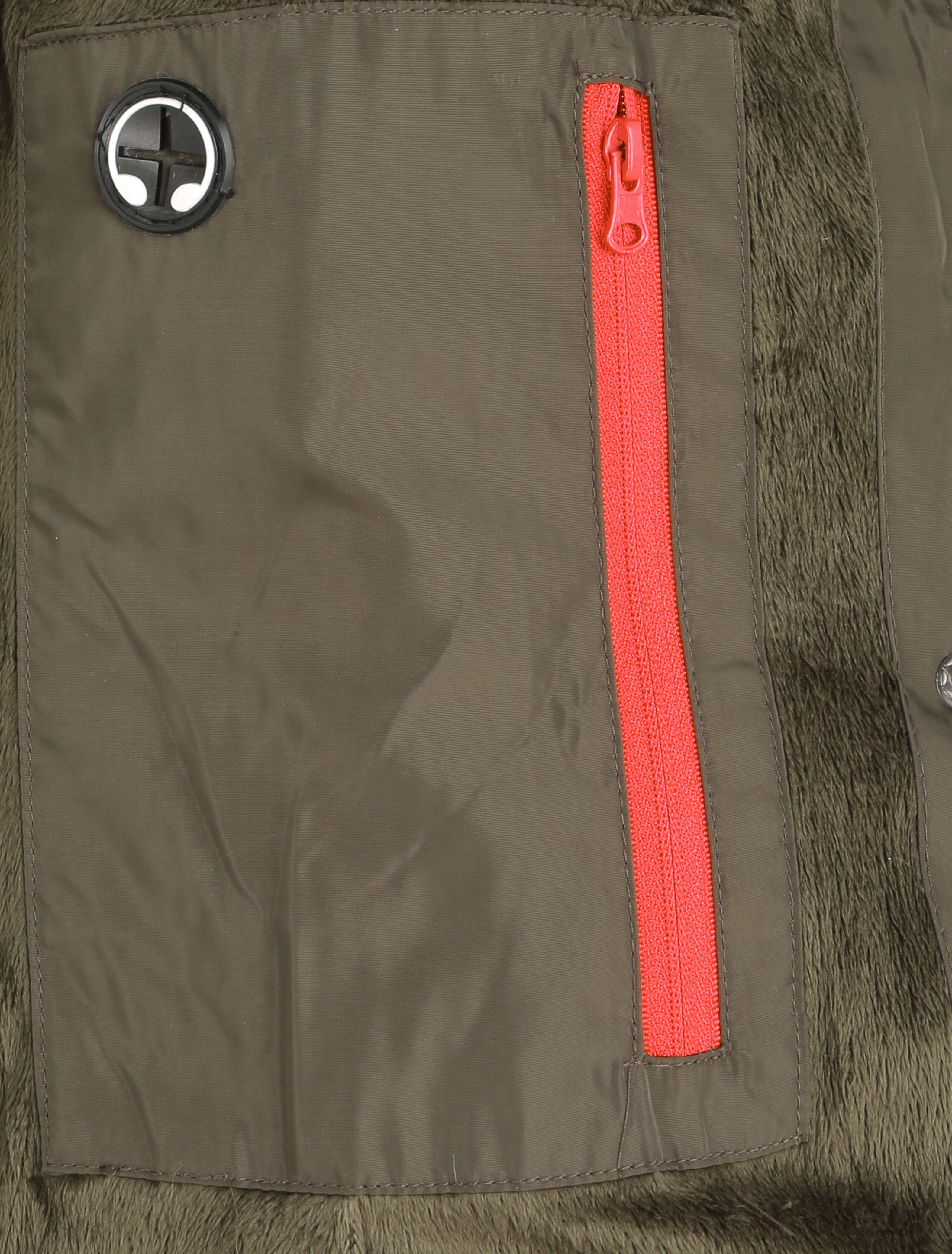 Doudoune fourrée à coutures en V - Kaki - 3
