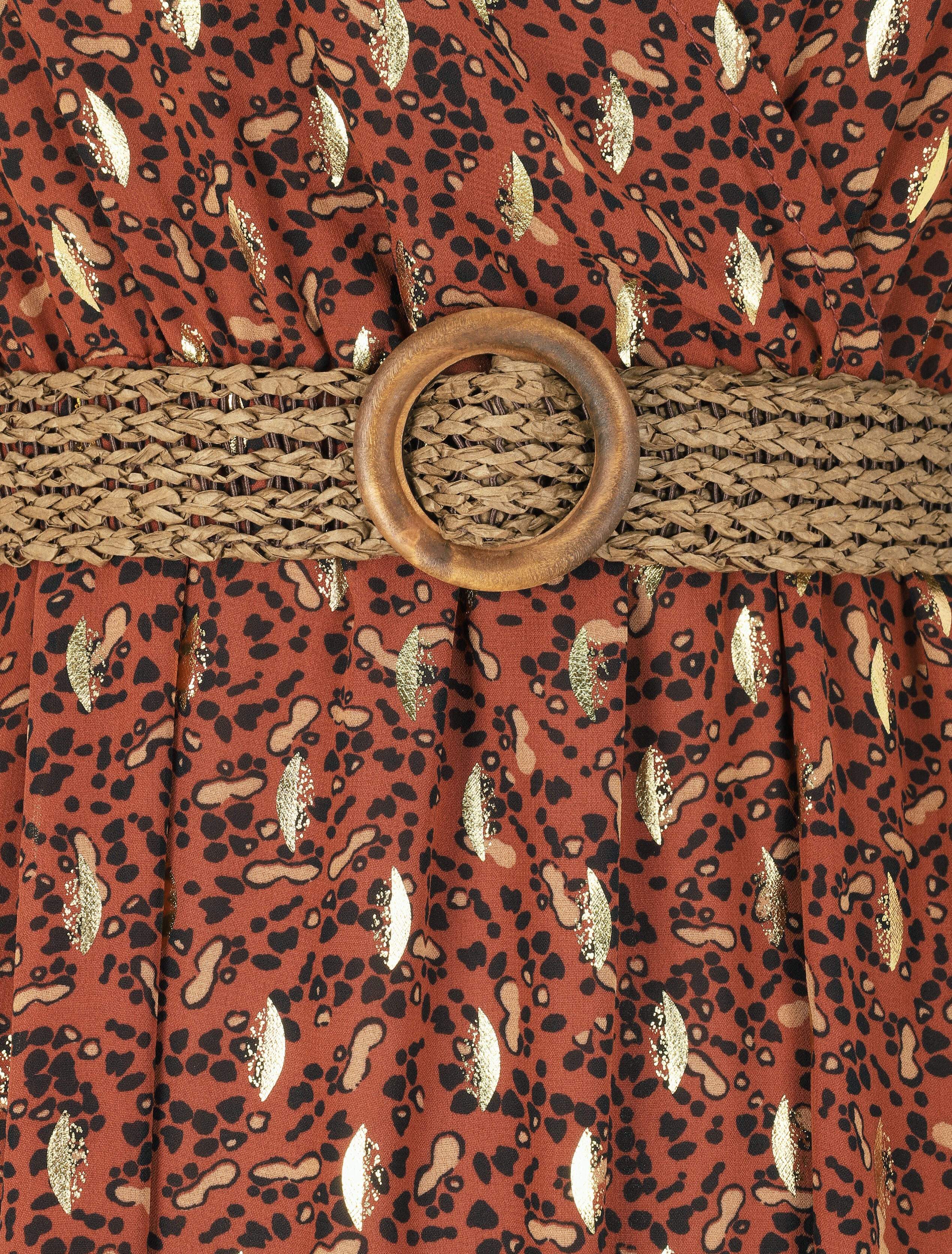 Robe longue à imprimé tacheté irisé - Rouille - 3
