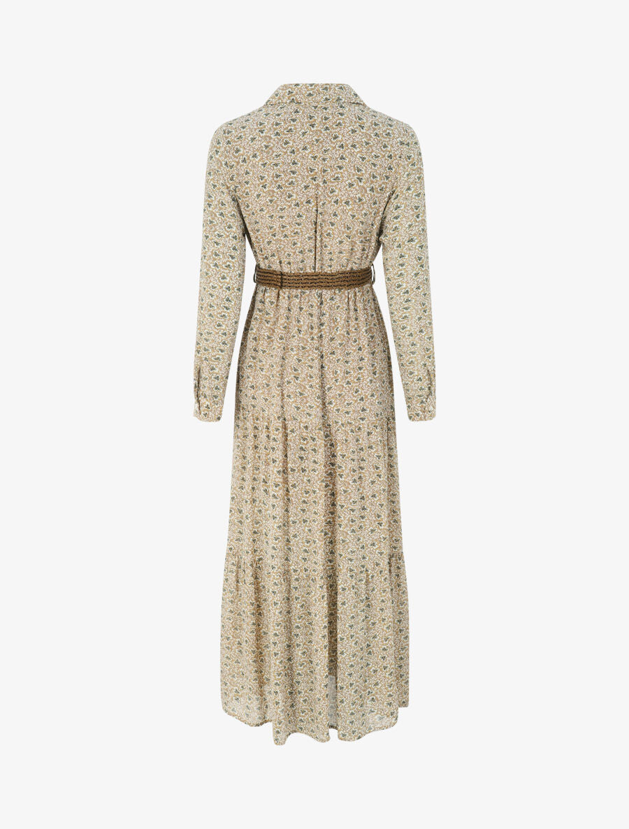 Robe longue à imprimé pensées sauvages - Beige - 2