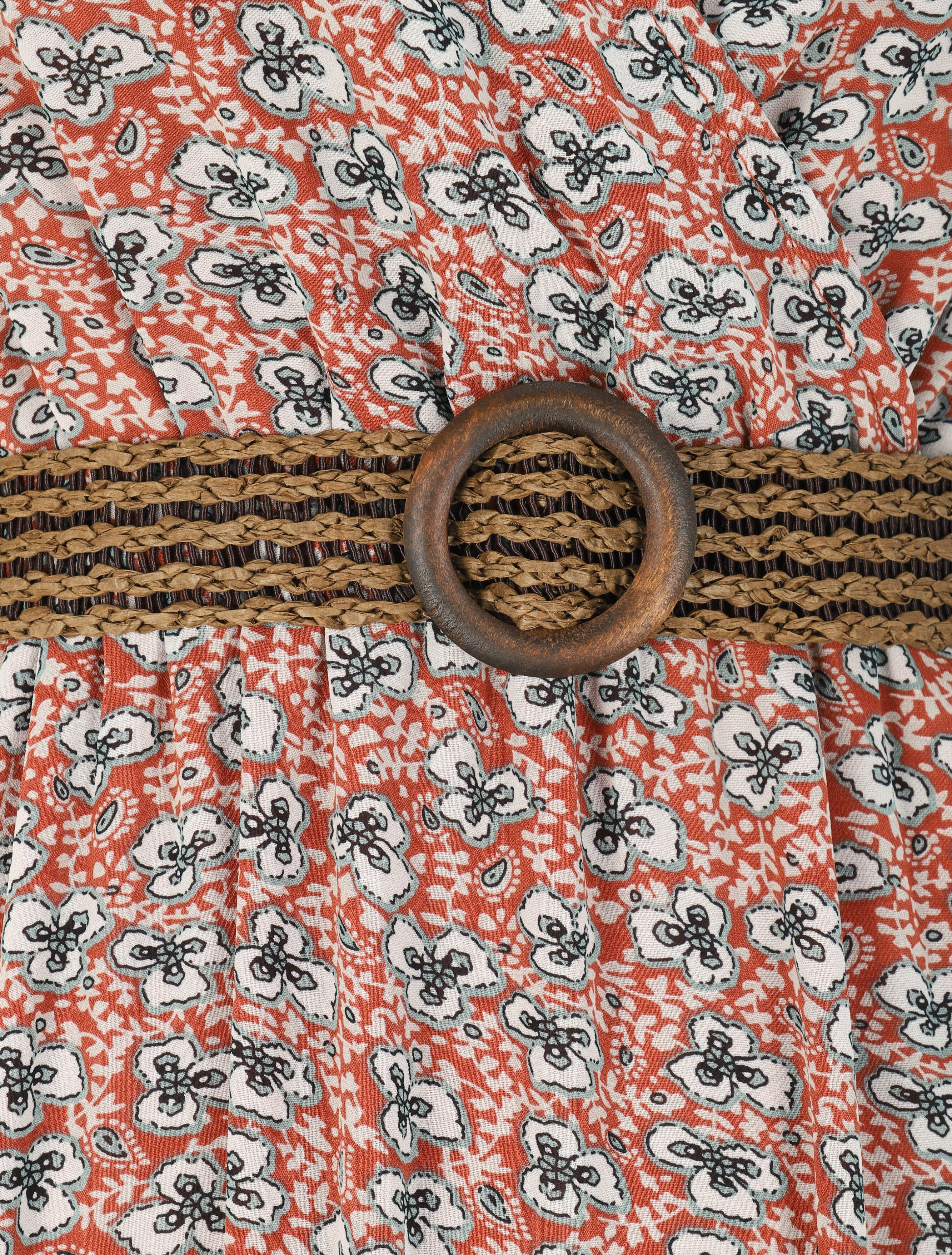 Robe longue à imprimé pensées sauvages - Corail - 3