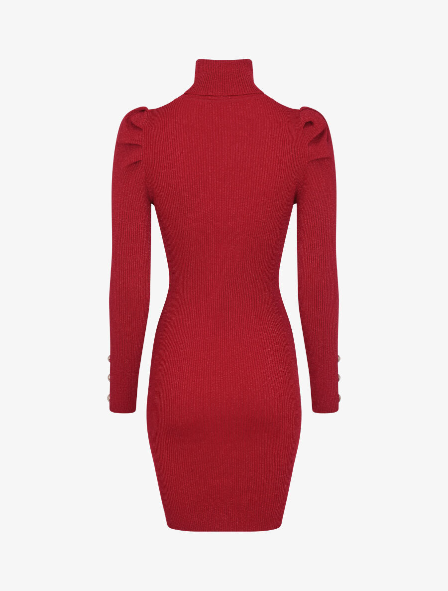 Robe pull irisée à col roulé - Rouge - 2