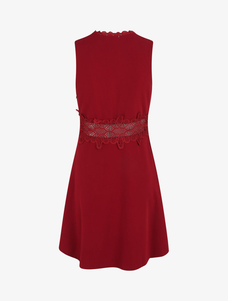 Robe à taille en crochet ajouré - Bordeaux - 2