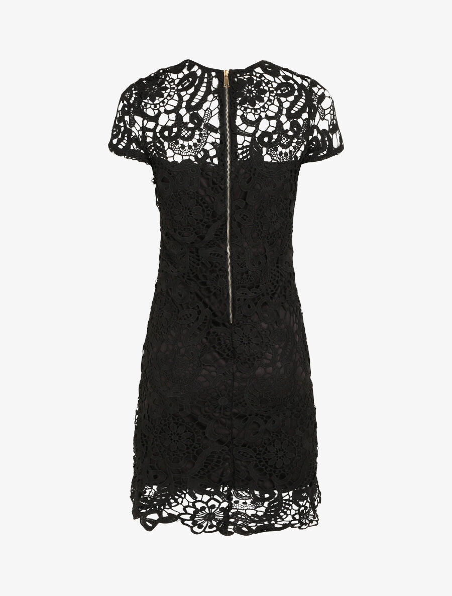 Robe droite en dentelle - Noir - 2