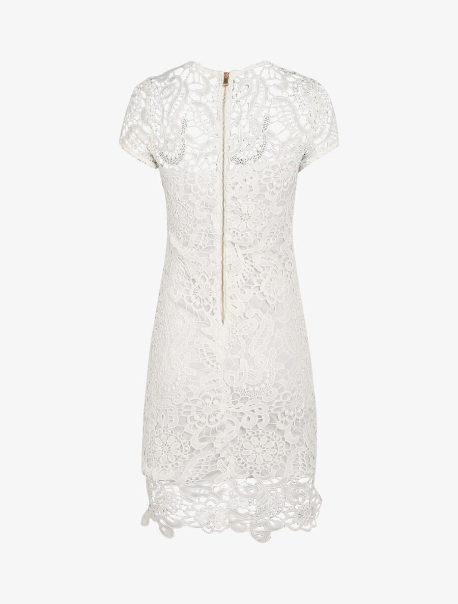 Robe droite en dentelle - Blanc - 2