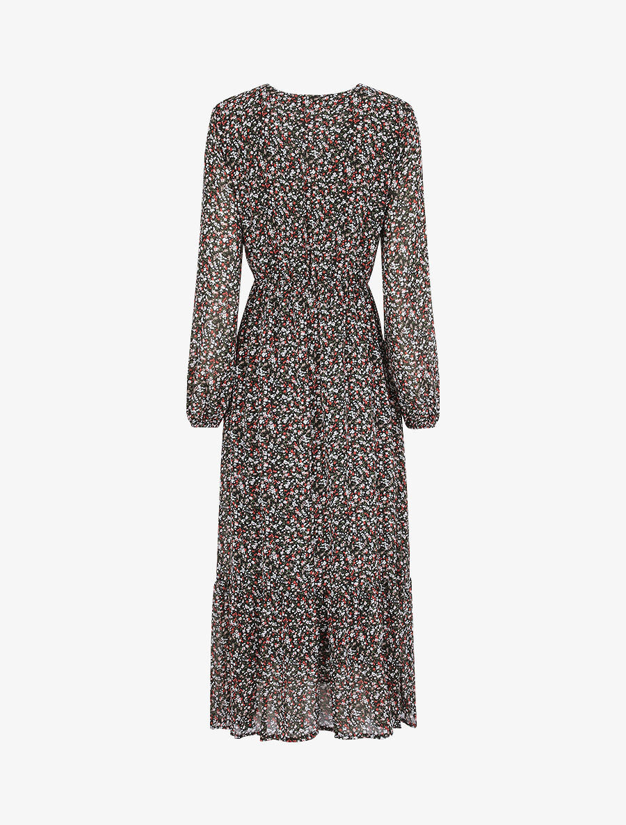 Robe longues empire imprimé fleurs des champs - Noir - 2