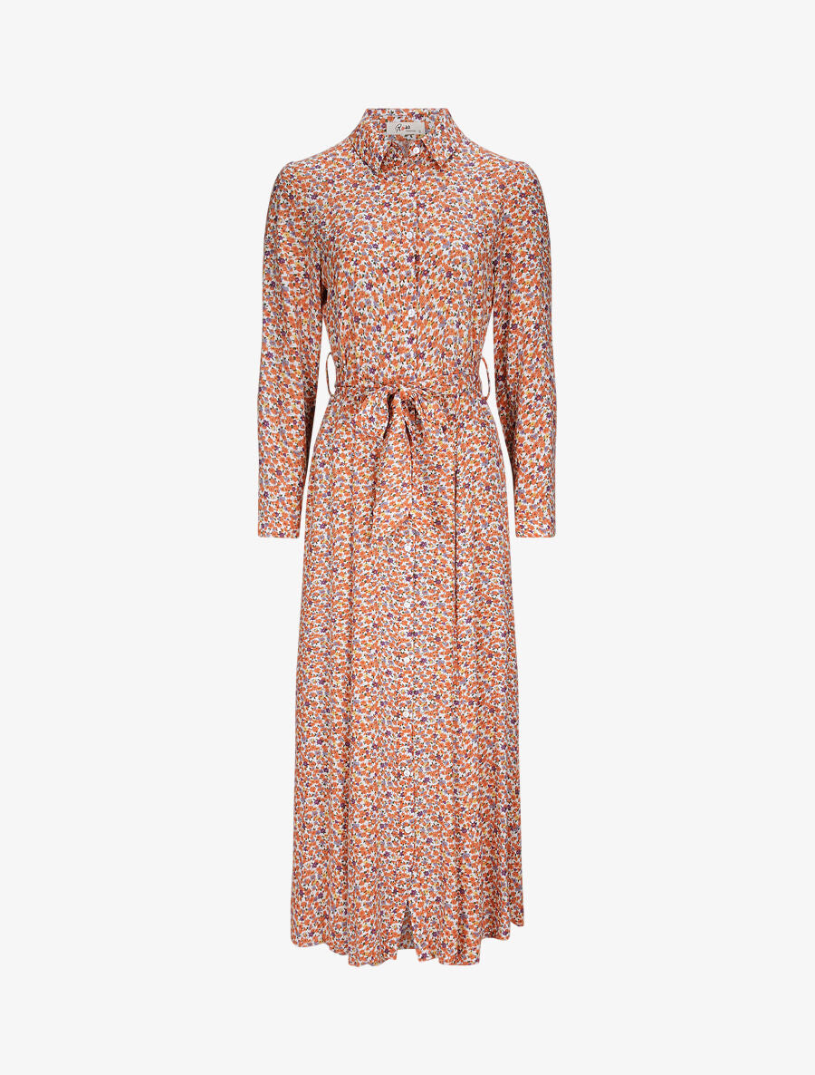Robe chemise longue imprimé fleurs d&