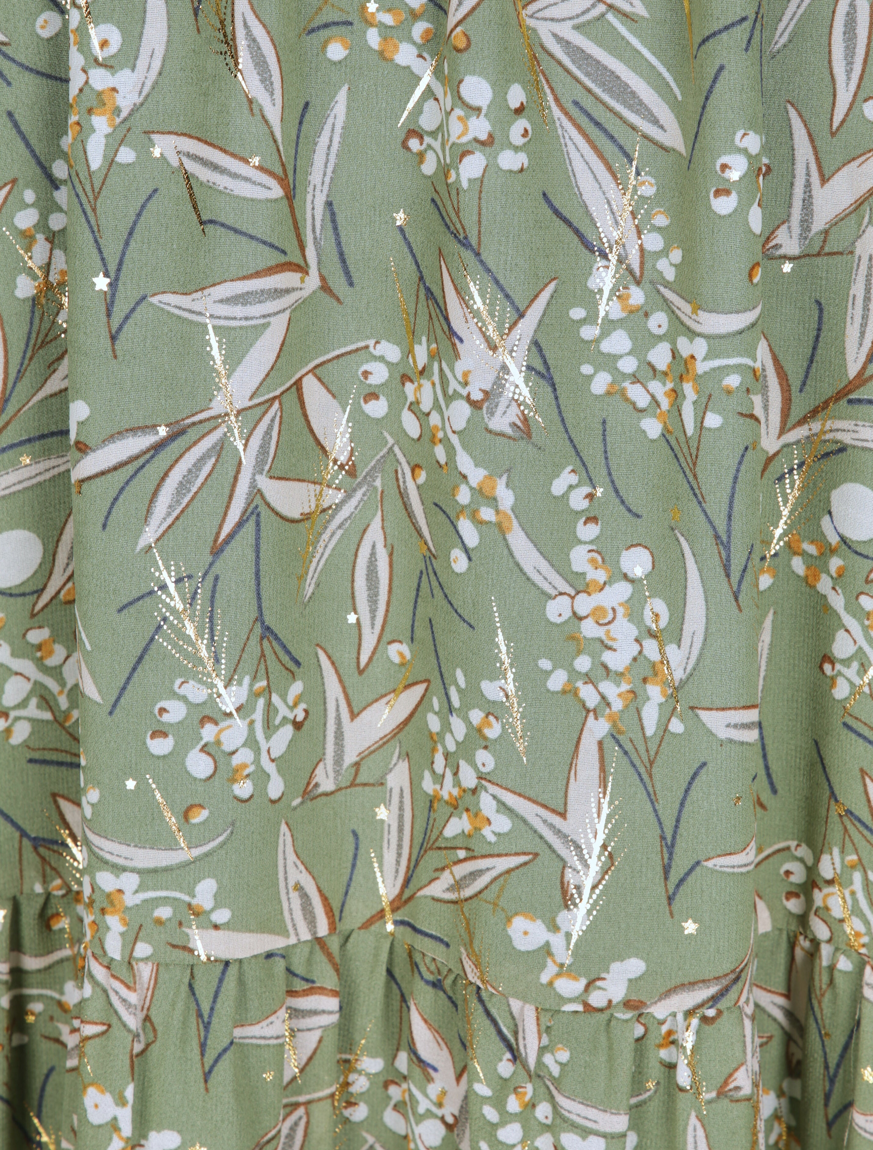 Robe longue empire imprimé feuilles d&
