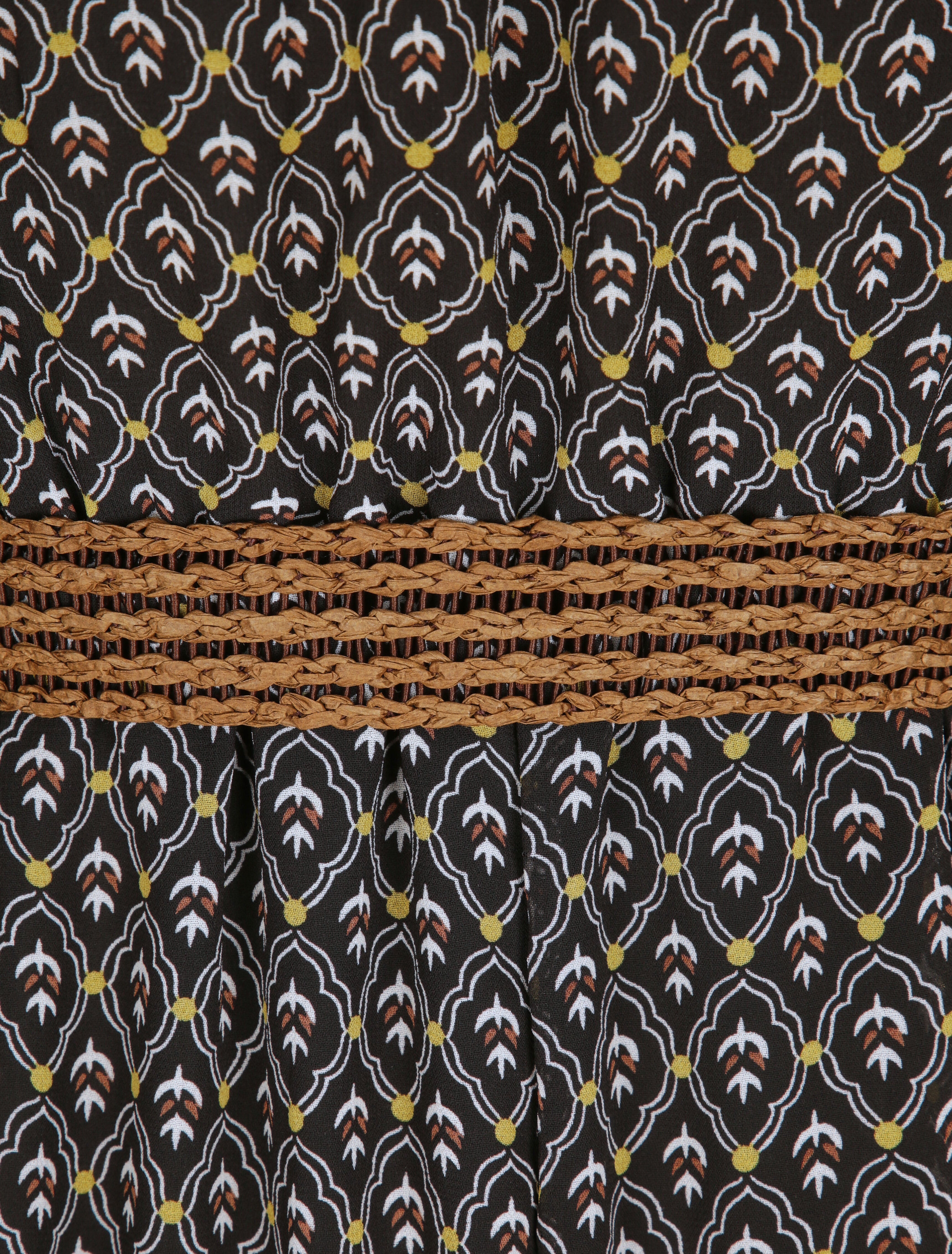 Robe longue empire imprimé faience - Noir - 3