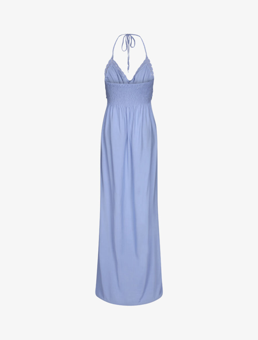 Robe empire uni à dos nu - Bleu clair - 2