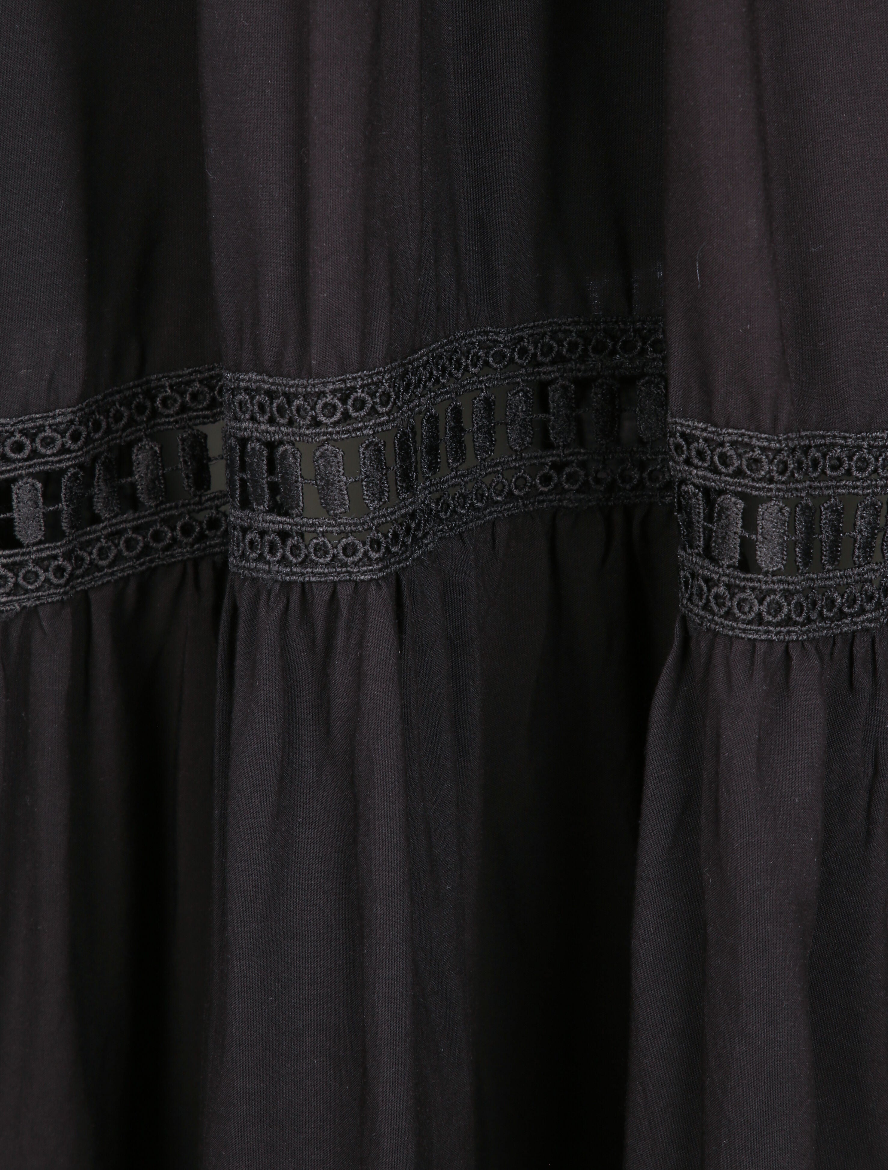 Robe longue empire uni à détail crochet - Noir - 3