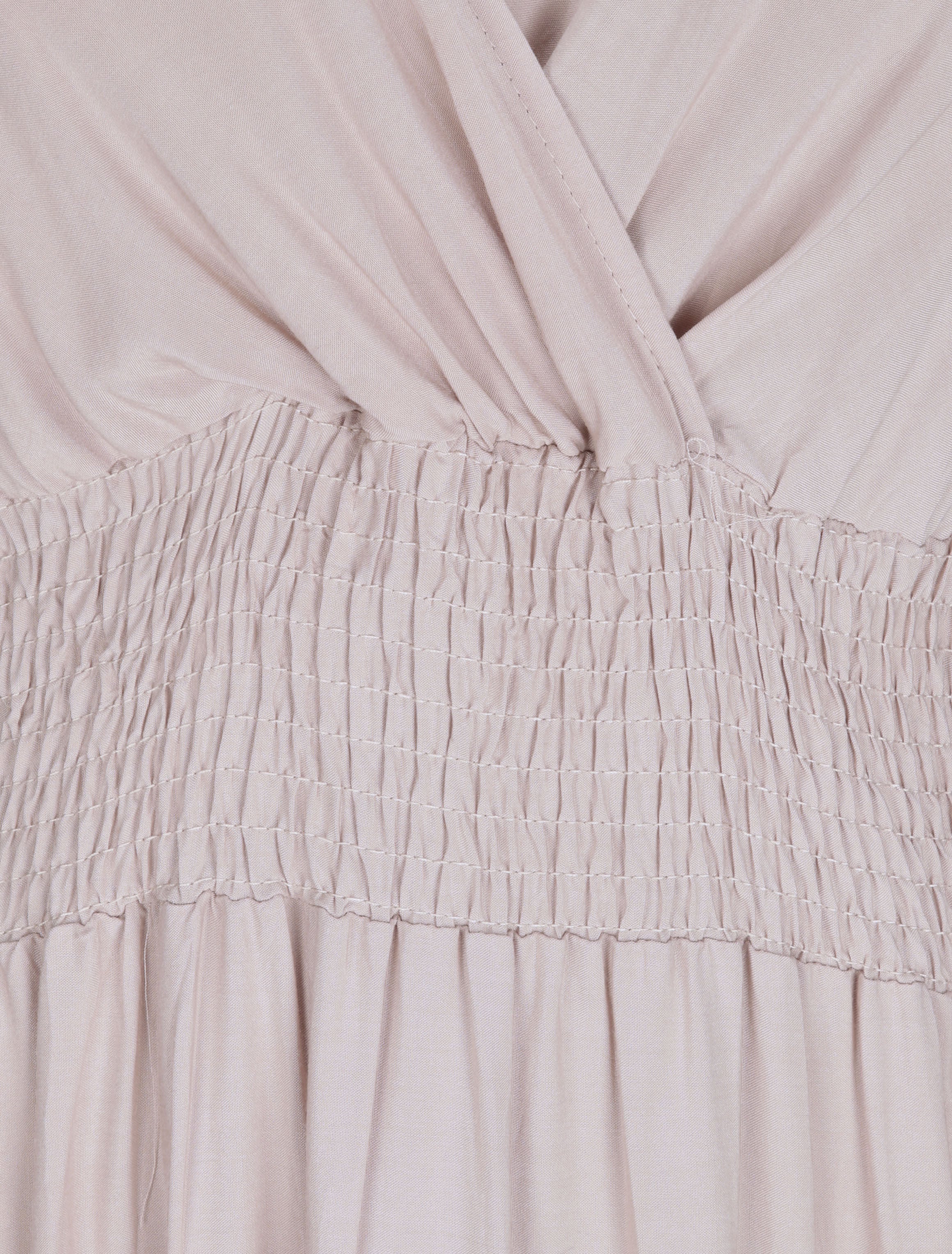 Robe longue empire uni à détail crochet - Taupe - 3