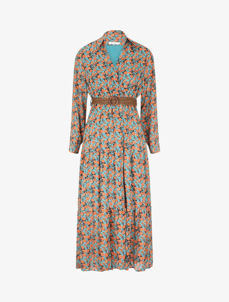 Robe longue à imprimé liberty - Bleu canard - 1