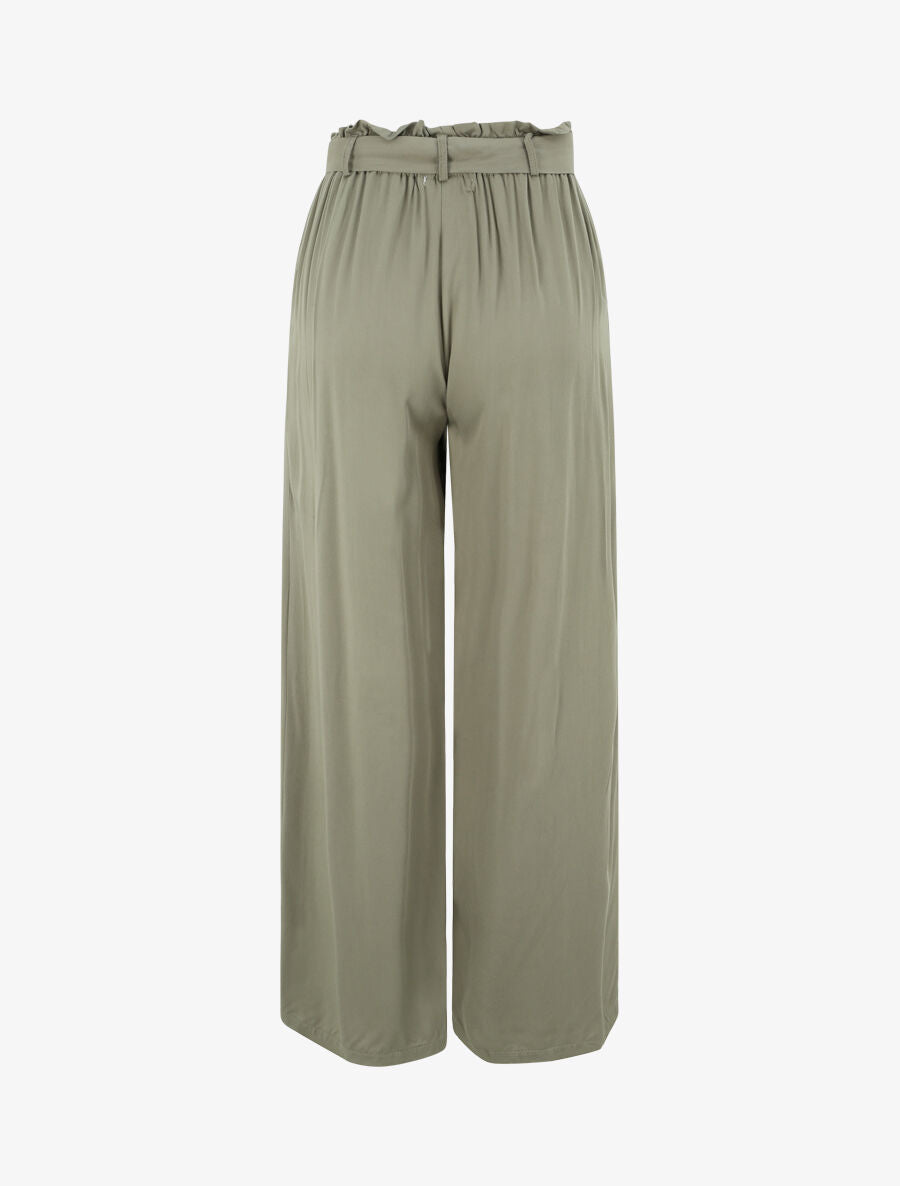 Pantalon fluide uni - Kaki - 2