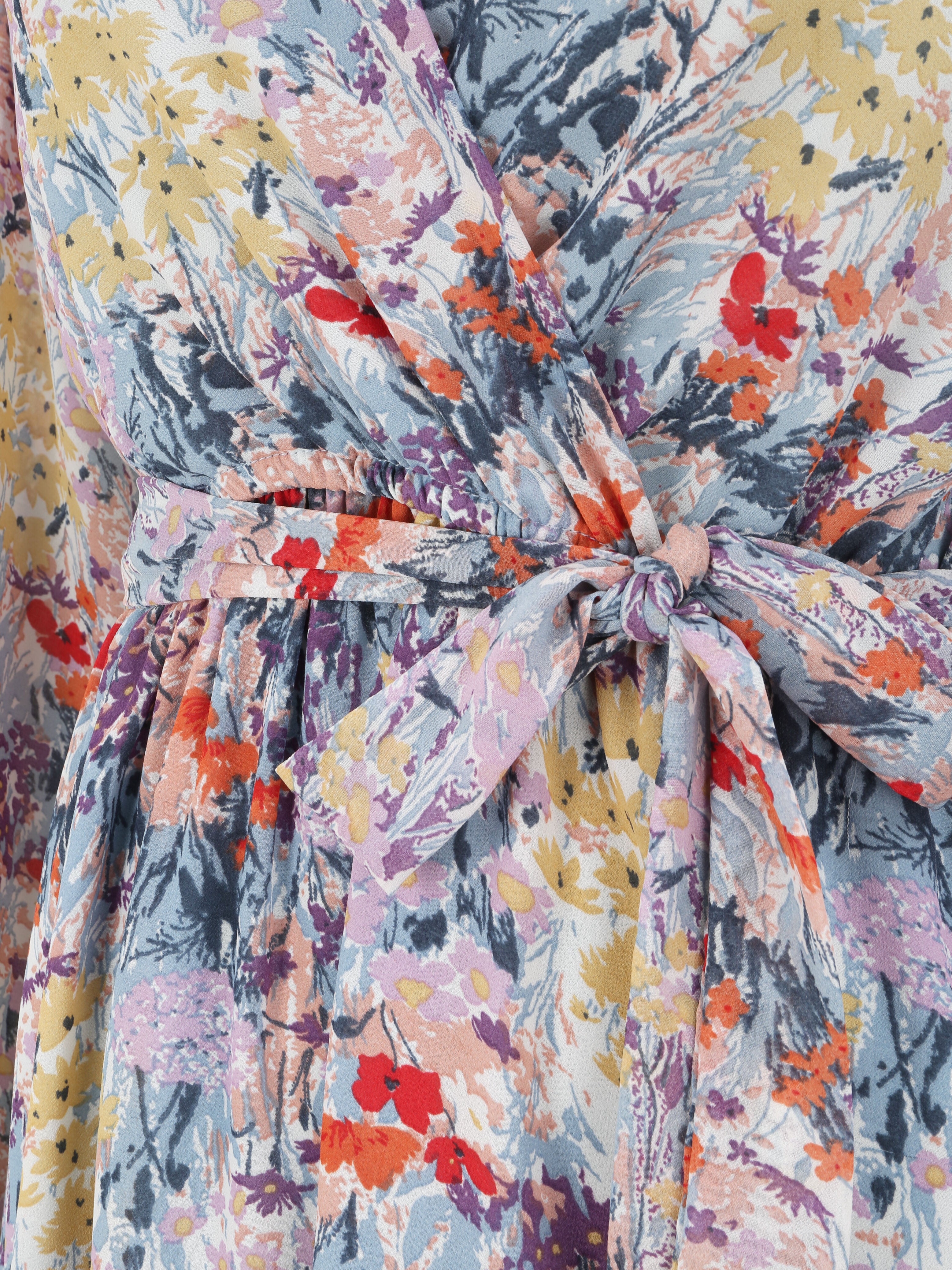 Robe longue à imprimé fleuri - Bleu - 4
