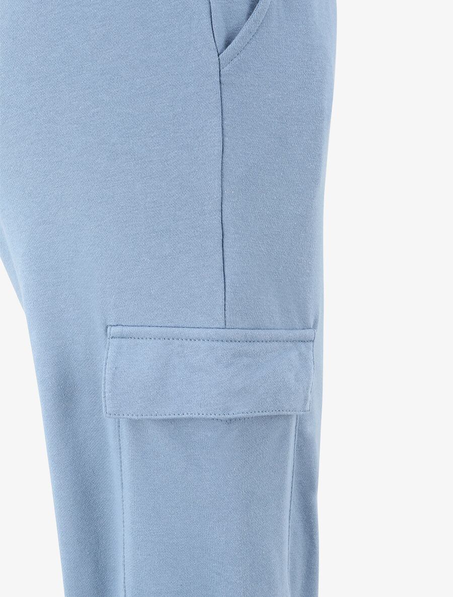 Jogging uni en coton - Bleu - 3