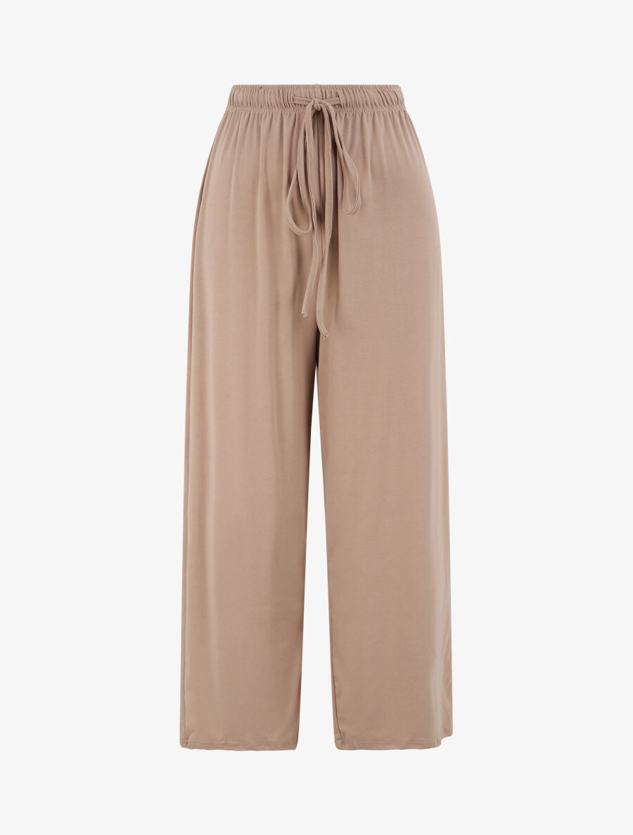 Pantalon fluide uni - Beige - 1