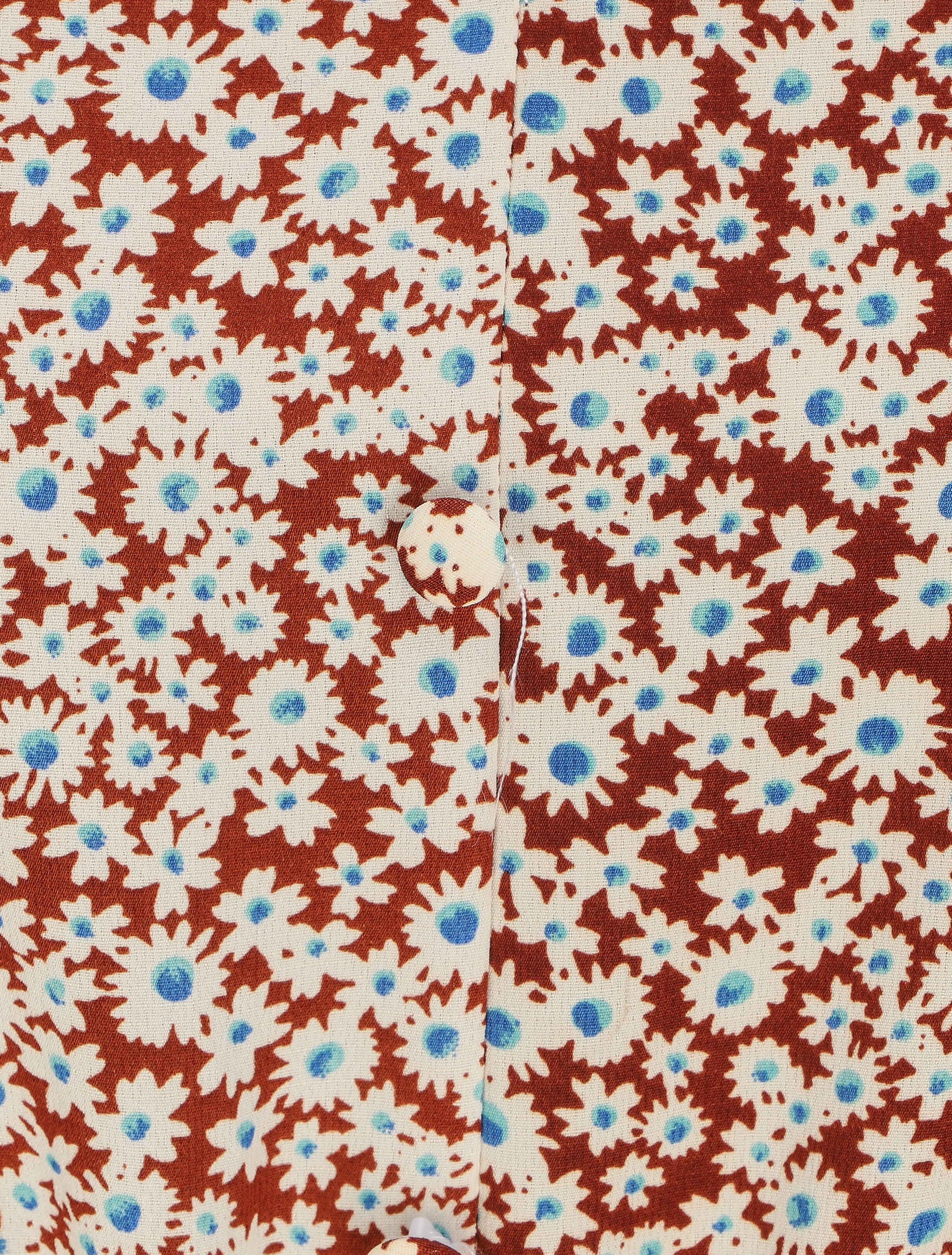 Robe longue évasée à volants imprimé pâquerettes - Marron - 3