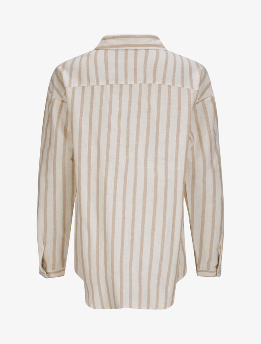 Chemise oversize rayée - Beige - 2