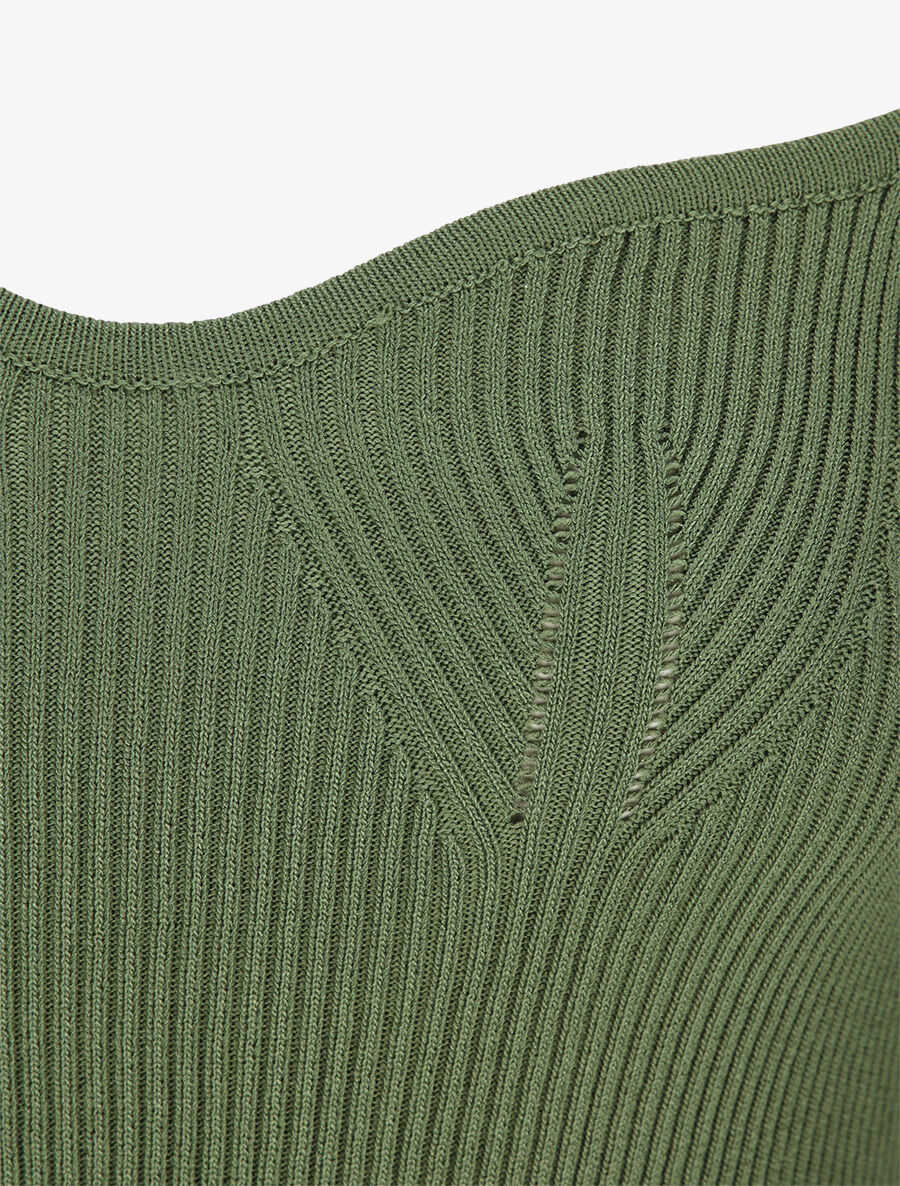 Robe courte ajustée unie à col en coeur - Kaki - 3