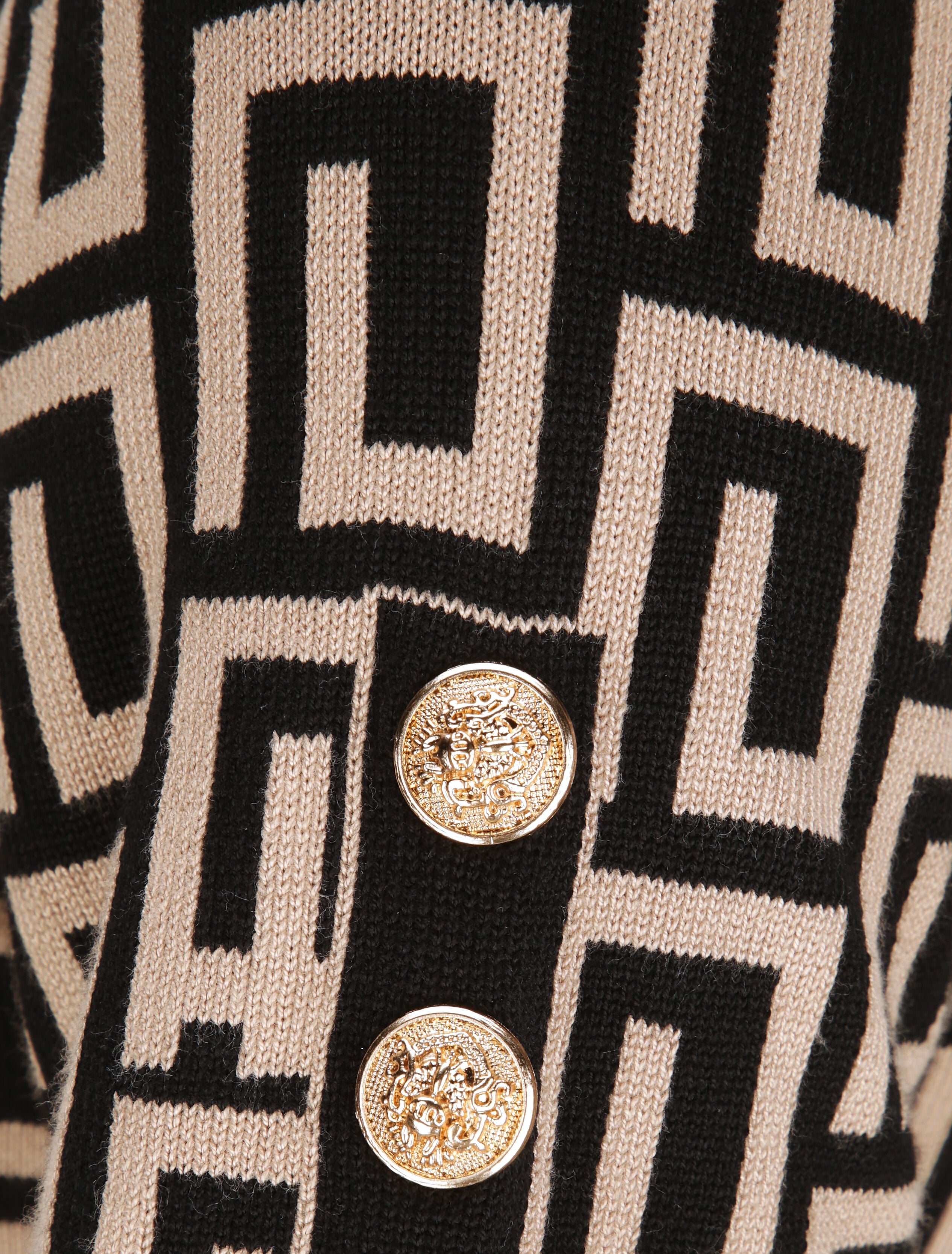 Robe courte ajustée jacquard grec - Camel - 3