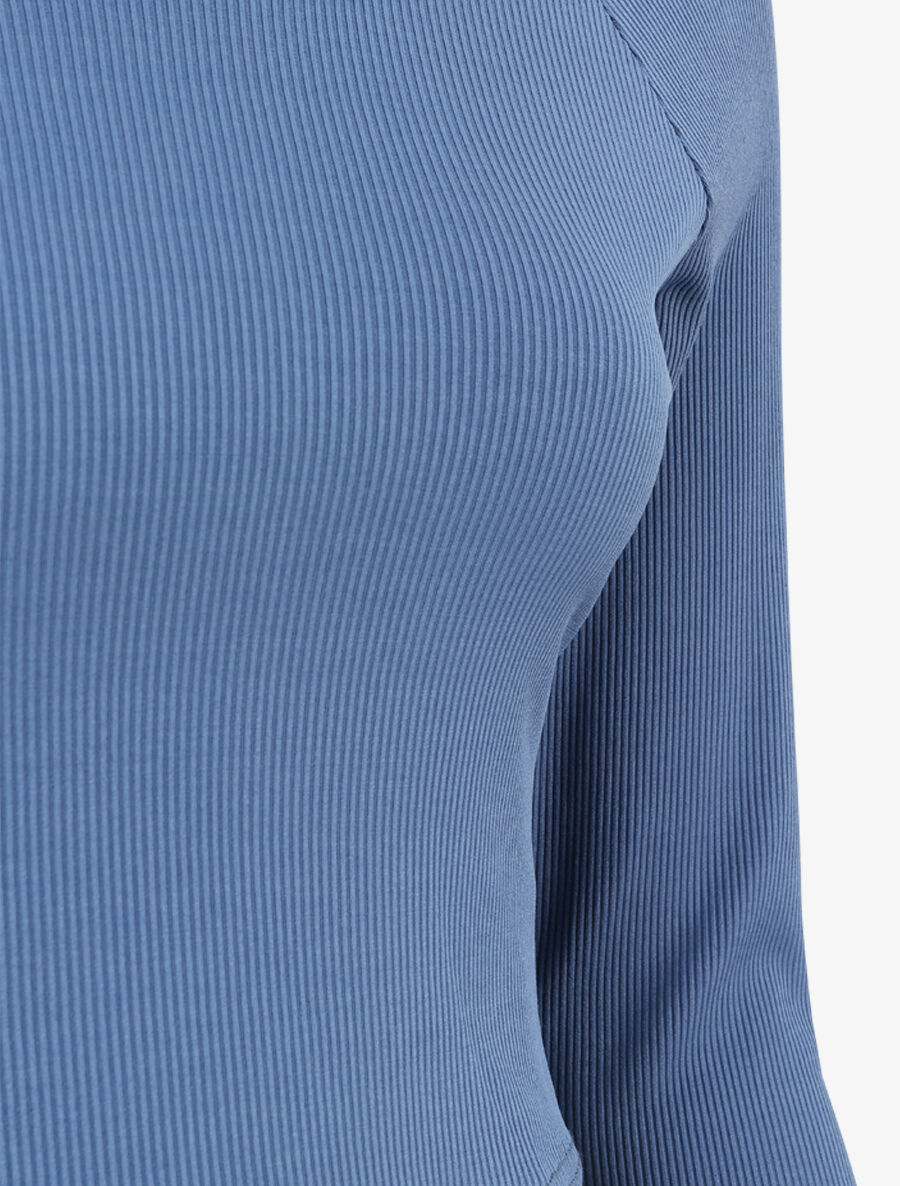 Crop top côtelé unie - Bleu - 3