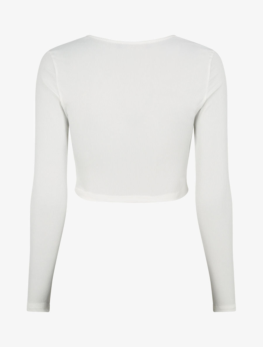 Crop top ajouré unie - Blanc - 2