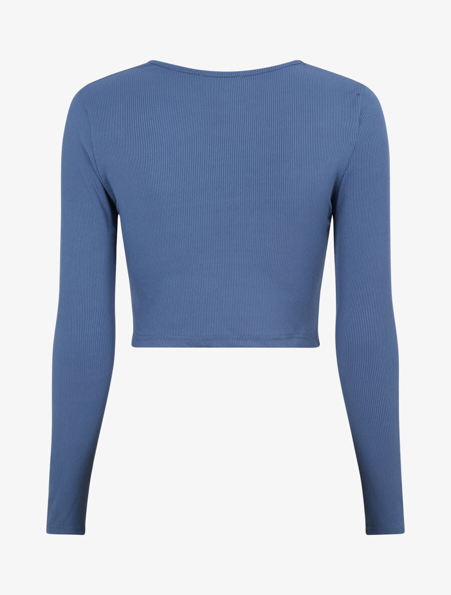 Crop top ajouré unie - Bleu - 2